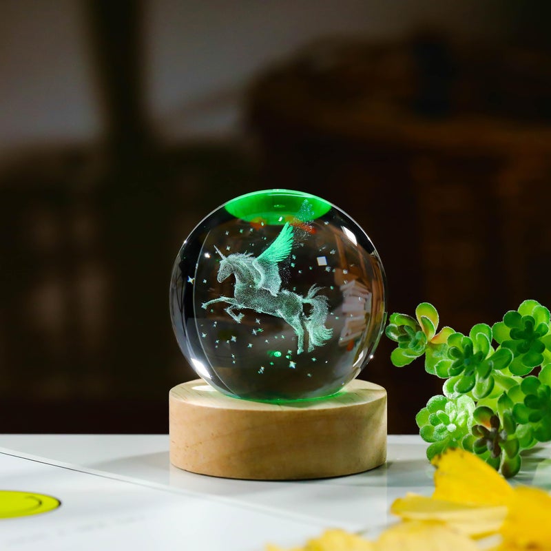 Precious Memorial 3D Unicorn Gifts for Women - Crystals Ball Unicorn Figurines Decor Glass Animals Figurine - Image 2