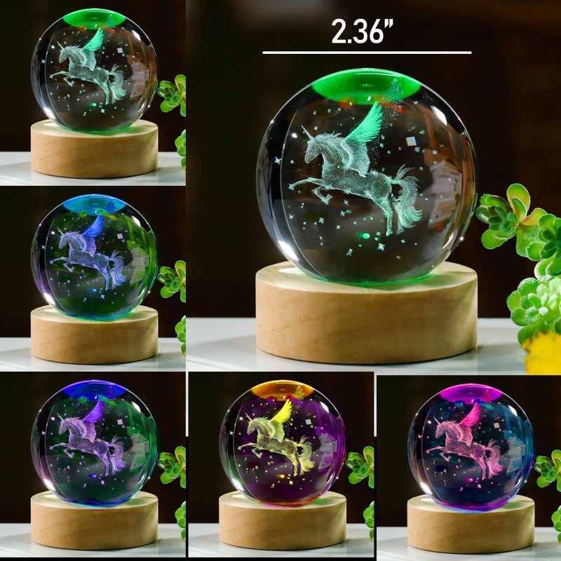 Precious Memorial 3D Unicorn Gifts for Women - Crystals Ball Unicorn Figurines Decor Glass Animals Figurine - Image 3