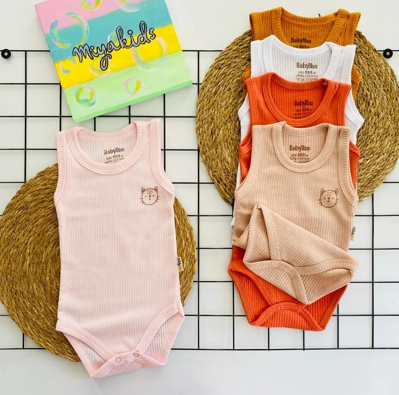 Miyakidsworld Baby Girl Soft Ribbed Textured Undershirt with Snap Fastener Bodysuit 5-Piece Newborn Hospital Release