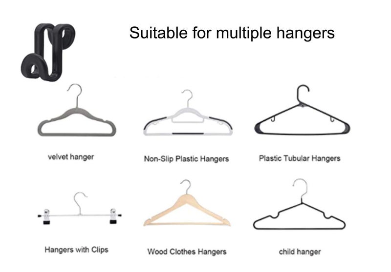 Kclongvs 60 Pcs Clothes Hanger Connector Hooks, for Velvet Huggable Hangers, Wooden Hangers, Heavy Duty Space Saving for Closet (Black,60) - Image 5