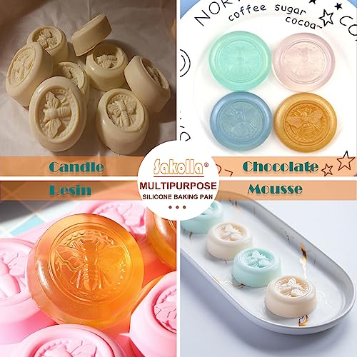 Sakolla 2 Pack Silicone Soap Molds, 6 Cavity Round Honeybee Silicone Molds for Homemade Soaps, Lotion Bar, Jello, Bath Bomb, Beeswax, Resin, Chocolate and Dessert (Pink) - Image 5