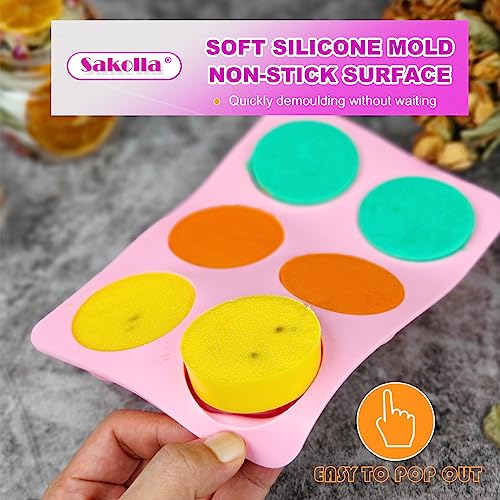 Sakolla 2 Pack Silicone Soap Molds, 6 Cavity Round Honeybee Silicone Molds for Homemade Soaps, Lotion Bar, Jello, Bath Bomb, Beeswax, Resin, Chocolate and Dessert (Pink) - Image 3