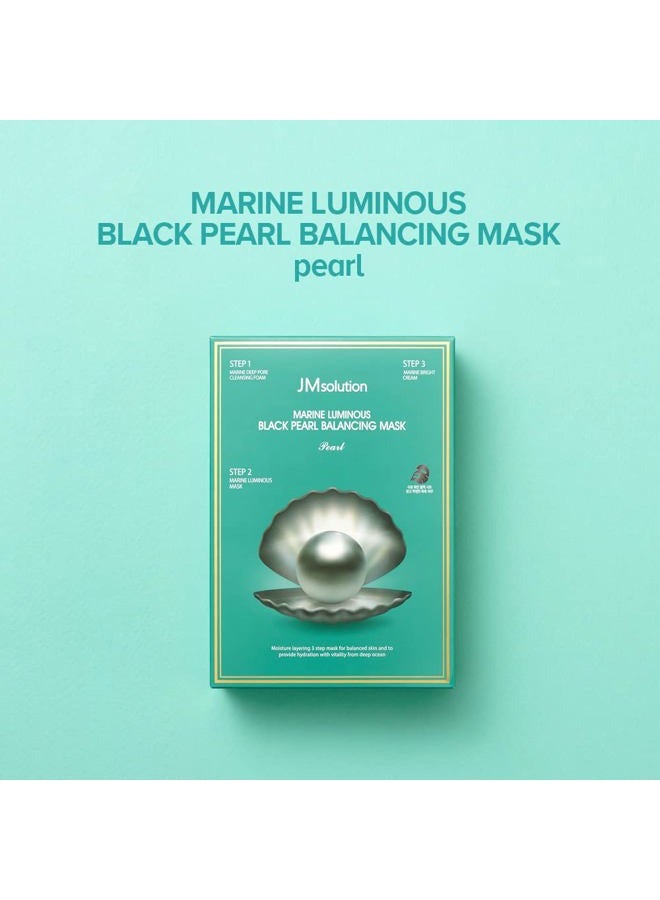 JMsolution Marine Luminous Black Pearl 3 Step Mask (10 Sets) | Bubble Cleanser + Black Sheet Mask + Finishing Cream | Oil & Moisture Balance Korean Skincare Set | K-Beauty Face Mask Kit - Image 2