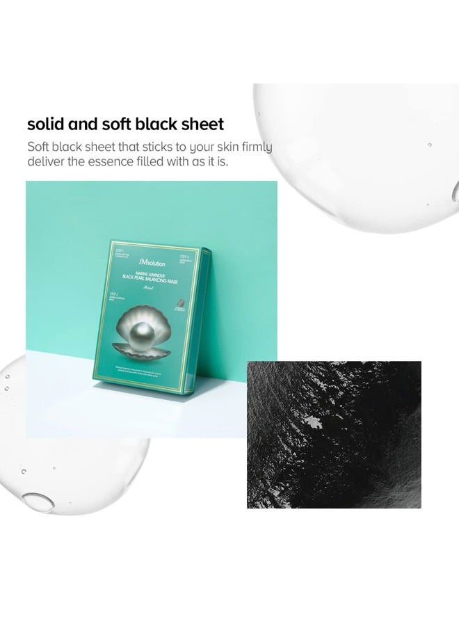 JMsolution Marine Luminous Black Pearl 3 Step Mask (10 Sets) | Bubble Cleanser + Black Sheet Mask + Finishing Cream | Oil & Moisture Balance Korean Skincare Set | K-Beauty Face Mask Kit - Image 4