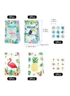 Excefore 12Pcs Tropical Hawaiian Party Bags Flamingo Paper Gift Bags with 18Pcs Stickers Party Favor Bags Summer Goodie Candy Bags for Kids Adults Treat Bags Party Supplies for Birthday Wedding Baby Shower  - Image 5