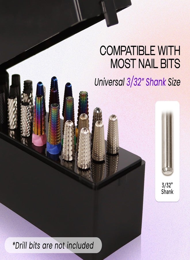 Pana حامل عرض بتات الأظافر المستطيل PANA - صندوق تخزين بتات كربيد مضاد للغبار لأدوات المانيكير - 30 فتحة ذهبية (لا تشمل بتات الحفر) - Image 5