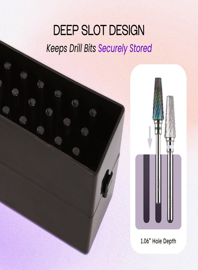 Pana حامل عرض بتات الأظافر المستطيل PANA - صندوق تخزين بتات كربيد مضاد للغبار لأدوات المانيكير - 30 فتحة ذهبية (لا تشمل بتات الحفر) - Image 4