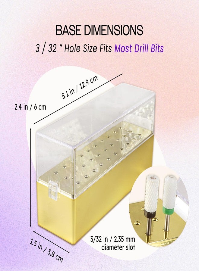 Pana حامل عرض بتات الأظافر المستطيل PANA - صندوق تخزين بتات كربيد مضاد للغبار لأدوات المانيكير - 30 فتحة ذهبية (لا تشمل بتات الحفر) - Image 3