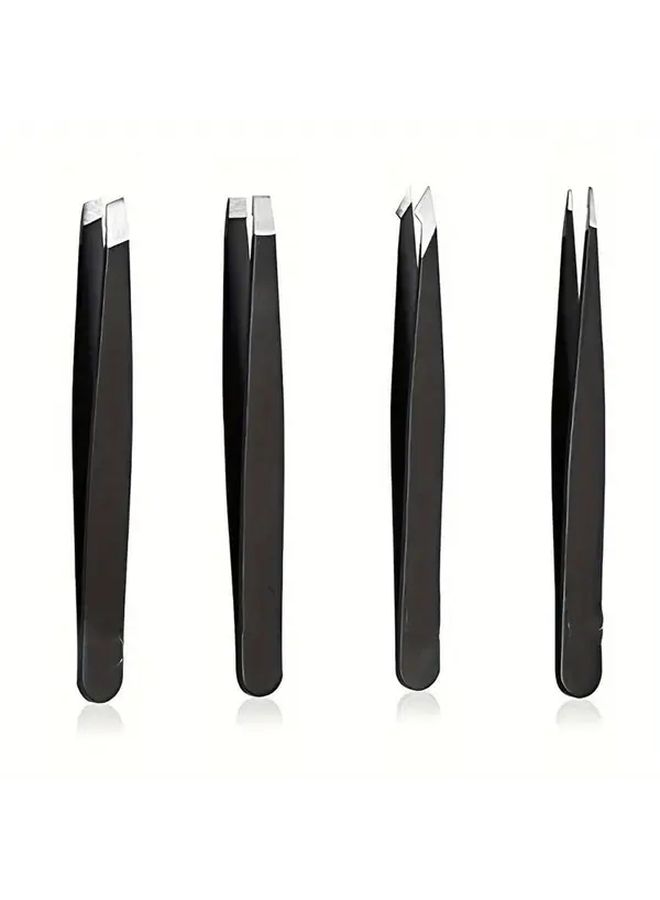 1 ملقط حواجب مدبب أسود 2 مم مجموعة أدوات مكياج الوجه لإزالة الشعر بالمنزل للرجال والنساء - Image 1