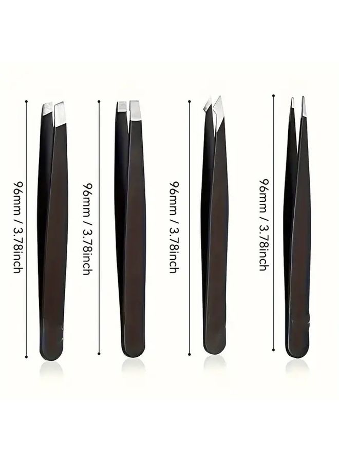 1 ملقط حواجب مدبب أسود 2 مم مجموعة أدوات مكياج الوجه لإزالة الشعر بالمنزل للرجال والنساء - Image 5
