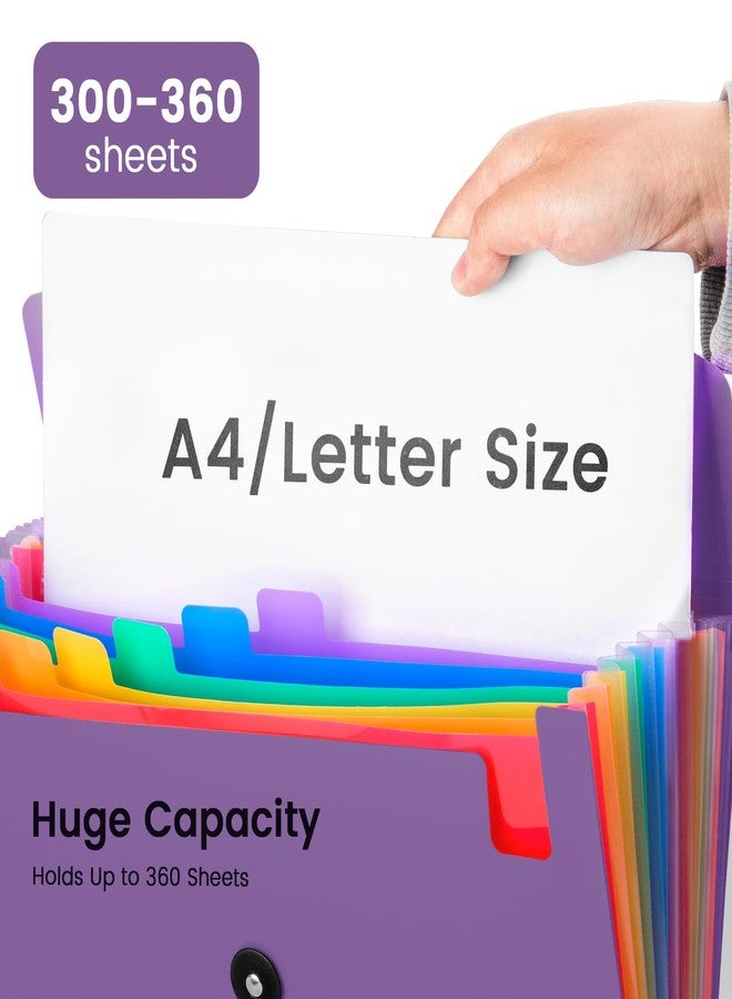 RIEJIN 13 Pocket Accordion File Organizer with Elastic Closure, Expanding File Folder for Letter Size A4 Papers, Ideal for Home, Office Supplies, College Essentials - Purple - Image 5