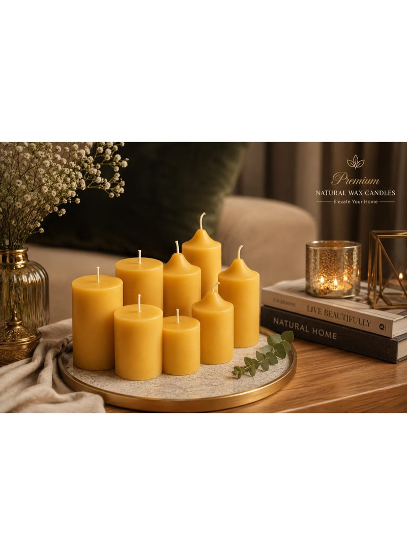 Premium Organic Beeswax Candle Set (8 Pieces) – Elegant Mixed Sizes, Handcrafted Luxury (1210g Total) - Image 2