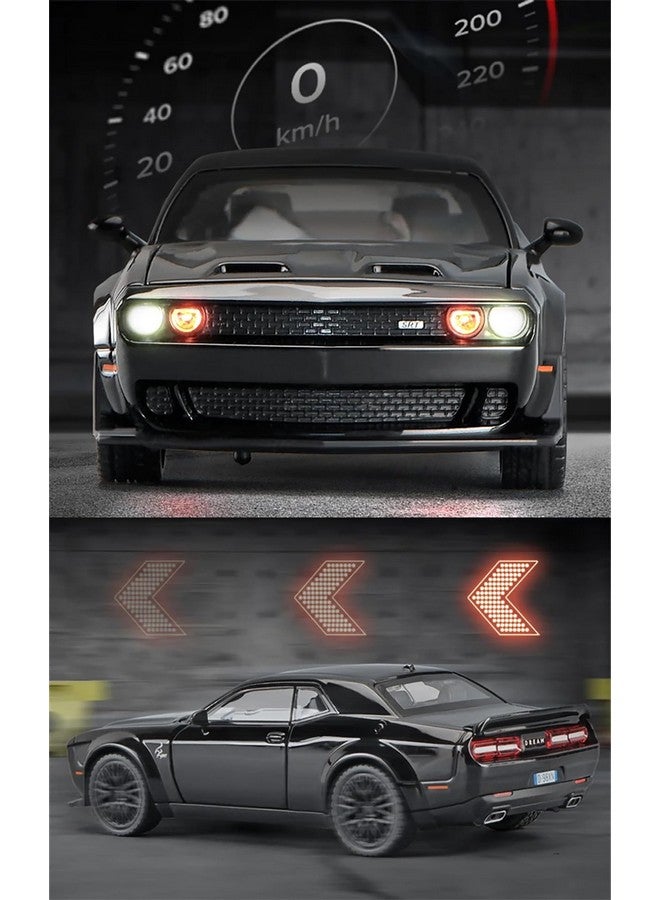 Magicwand® 1:24 Scale Die-Cast Metal Dodge SRT Hellcat Car【Large】 with 4 Openable Doors,Lights & Music & Working Steering【Charcoal Black】【Pack of 1】 - Image 4