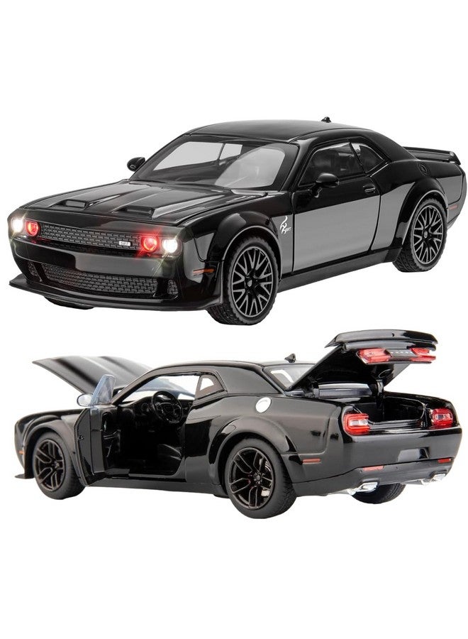 Magicwand® 1:24 Scale Die-Cast Metal Dodge SRT Hellcat Car【Large】 with 4 Openable Doors,Lights & Music & Working Steering【Charcoal Black】【Pack of 1】 - Image 1