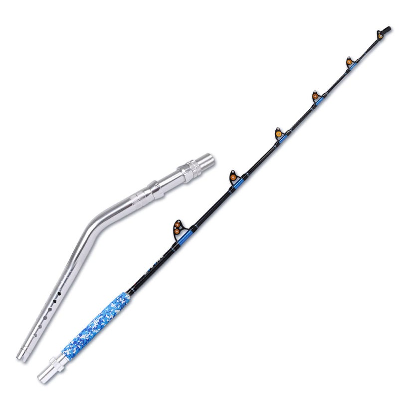 Fiblink Fishing Trolling Rod Saltwater Offshore Heavy Roller Rod Big Game Conventional Boat Camo Fishing Pole (Bent Butt, 6'6" 80-120lbs) - Image 2