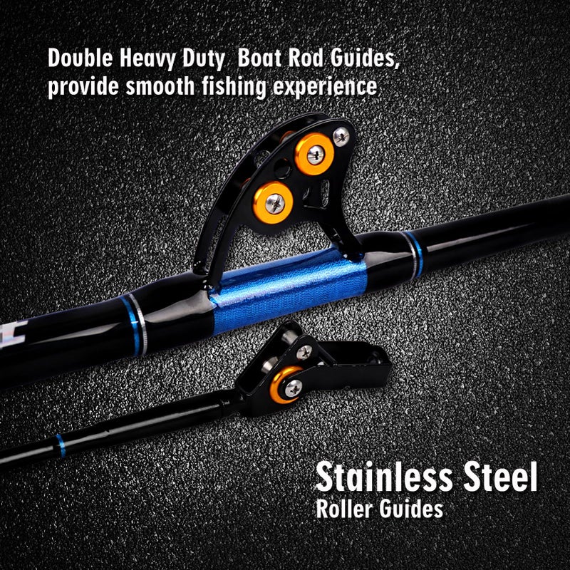 Fiblink Fishing Trolling Rod Saltwater Offshore Heavy Roller Rod Big Game Conventional Boat Camo Fishing Pole (Bent Butt, 6'6" 80-120lbs) - Image 3
