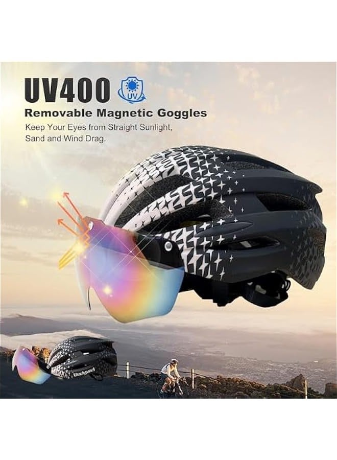 TRASSLE Bike Helmet for Adult Men and Women,Rear LED Light,Detachable Magnetic Goggles, Lightweight with Adjustable Side and Chin Straps - Image 2