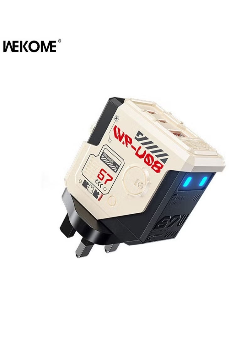 WEKOME 67W 2C1A GaN Charger Type C USB C Adapter USB Wall Plug Fast iPhone Charger Multi-Port Charger Portable Compatible with iPhone 16 Series Galaxy 25 24 Series iPad Pro Air Mini Apple Watch Xiaomi Huawei -- Off-White - Image 1