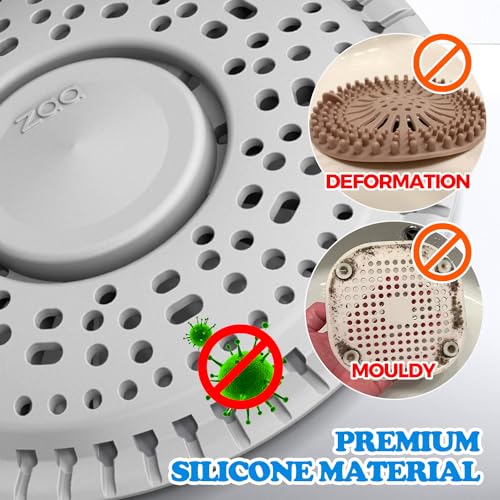 zaa Shower Drain Hair Catcher, Premium Silicone Drain Protector & Shower Drain Cover for Regular Drains of Shower Room, Bathroom, Gray - Image 5