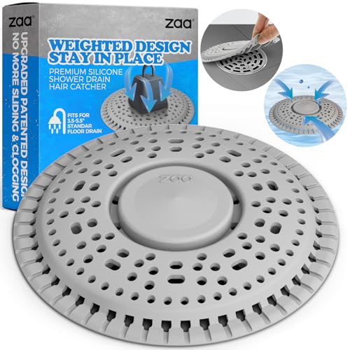 zaa Shower Drain Hair Catcher, Premium Silicone Drain Protector & Shower Drain Cover for Regular Drains of Shower Room, Bathroom, Gray - Image 1