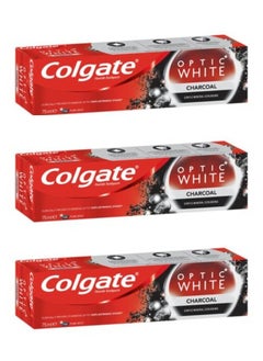 3 Piece Set Optic White Charcoal Whitening Toothpaste 75Ml