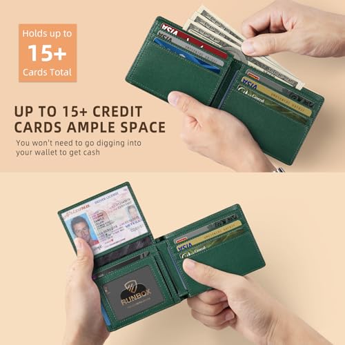 RUNBOX Wallet for Men and Women Slim Rfid Leather 2 ID Window With Gift Box - Image 5