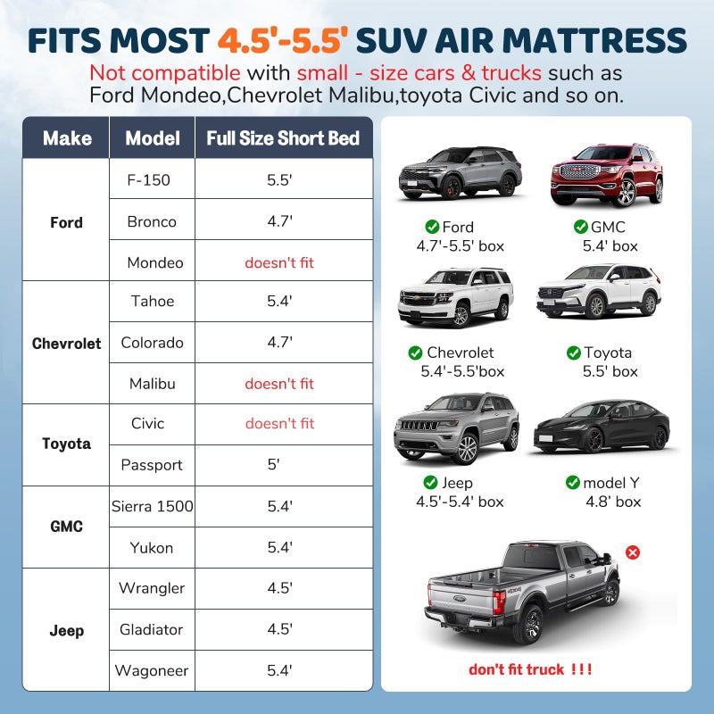 dessports SUV Air Mattress Inflatable Travel Bed: Foldable - Portable Car Inflatable Bed Camping & Road Trips - Thickened Car Air Mattress for Back Seat with Carry Bag & Cup Holder & 2 Pillows - Image 4