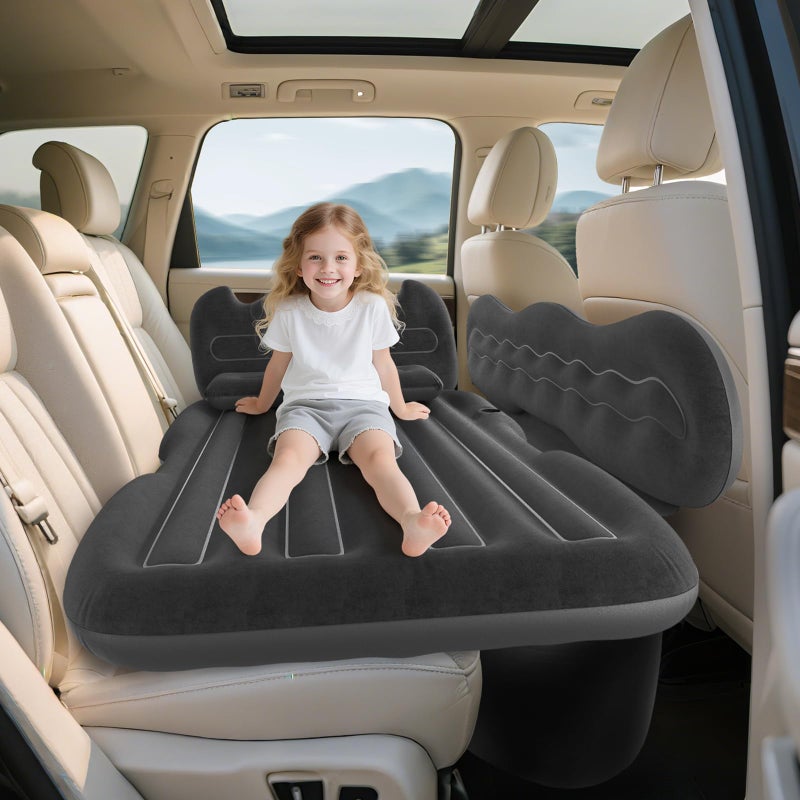dessports SUV Air Mattress Inflatable Travel Bed: Foldable - Portable Car Inflatable Bed Camping & Road Trips - Thickened Car Air Mattress for Back Seat with Carry Bag & Cup Holder & 2 Pillows - Image 1