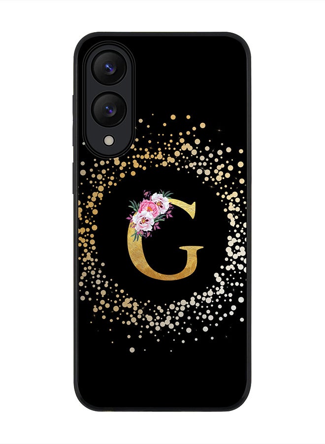 Stylizedd For Samsung Galaxy S25 Edge Case,Slim fit Camera Protection, Shockproof Thin Phone cover  - Custom Monogram Floral - G ( Black )