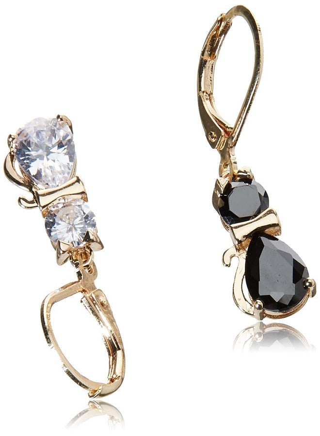 بتسي جونسون أقراط متدلية غير متطابقة من بيتسي جونسون مرصعة بالزركونيا المكعبة على شكل قطة - Image 2