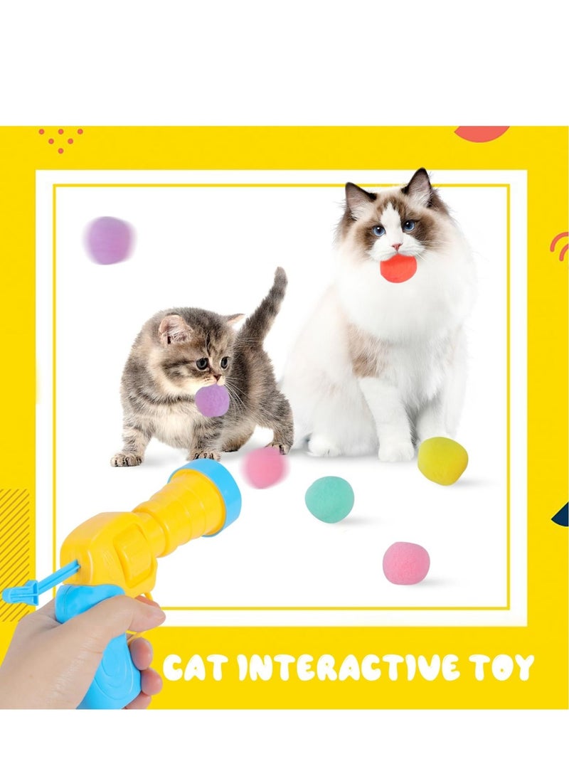 SYOSI Cat Toy Balls, 80Pcs 1.2Inch Cat Pompom Balls and 1 Cat Ball Toy Launcher, Colorful and Soft Interactive Cat Toys Balls, Active Cat Exercise Toys, Interactive Cat Toys for Indoor Cats - Image 5