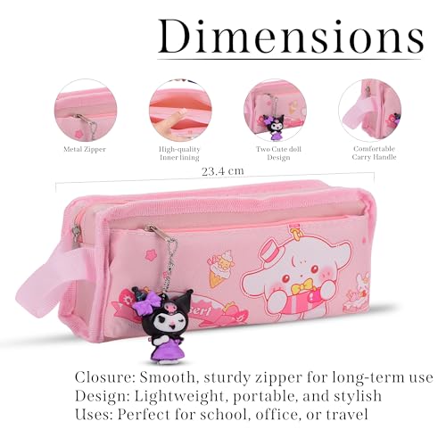 RarePicks Cute Cartoon Pencil Pouch for Girls | Large Capacity Stationery Case | Kawaii Pouch Organizer | Durable School Kids Students Gift | Return Gifts | Art Supply Pencil Case (Baby Pink) | - Image 2