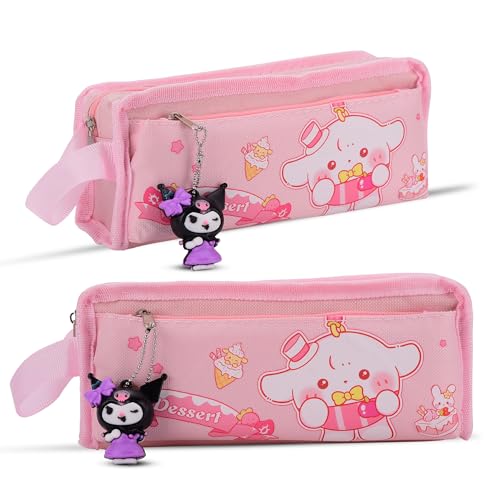 RarePicks Cute Cartoon Pencil Pouch for Girls | Large Capacity Stationery Case | Kawaii Pouch Organizer | Durable School Kids Students Gift | Return Gifts | Art Supply Pencil Case (Baby Pink) | - Image 1