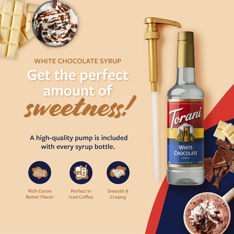 Torani White Chocolate Syrup with Pump - 25.4 Fl Oz - Image 2