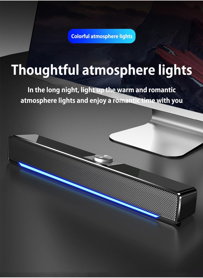 SADA LED TV Sound Bar AUX Wired Wireless Bluetooth Speaker Home Theater System Surround SoundBar for TV PC Computer Speakers  - Image 4