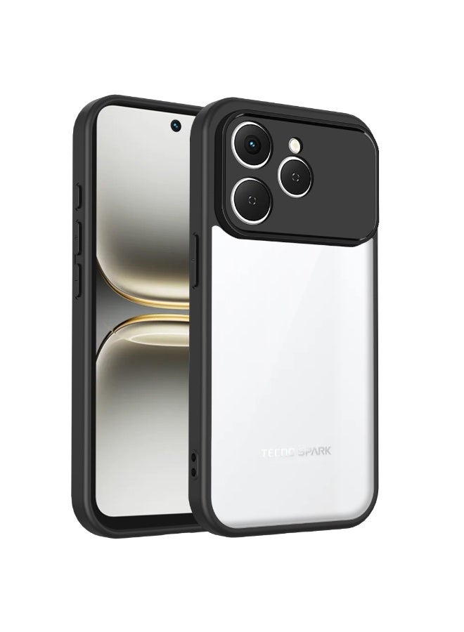 Case For Tecno Spark 40 4G  , -  Protection Rugged Brushed Shockproof Case - Case Slip-Resistant With Ultra Protection For Camera - Black Edges Transparent Back - Image 1