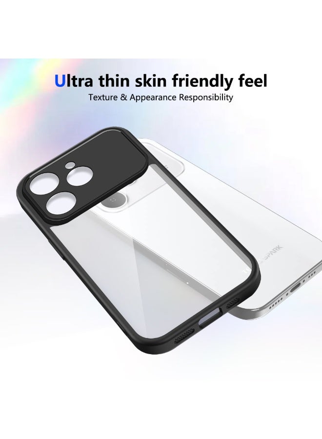 Case For Tecno Spark 40 4G  , -  Protection Rugged Brushed Shockproof Case - Case Slip-Resistant With Ultra Protection For Camera - Black Edges Transparent Back - Image 2