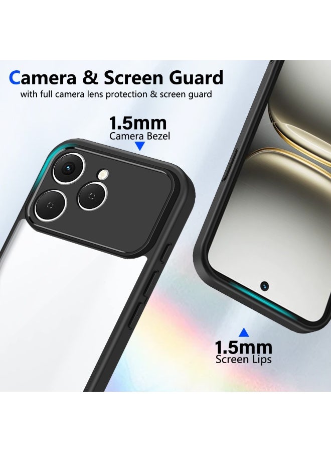 Case For Tecno Spark 40 4G  , -  Protection Rugged Brushed Shockproof Case - Case Slip-Resistant With Ultra Protection For Camera - Black Edges Transparent Back - Image 3