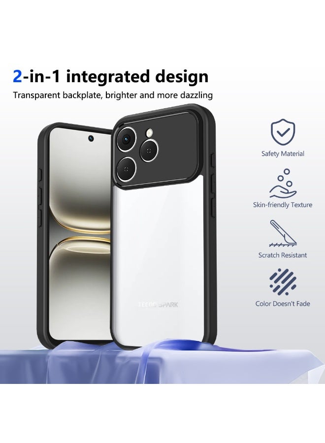 Case For Tecno Spark 40 4G  , -  Protection Rugged Brushed Shockproof Case - Case Slip-Resistant With Ultra Protection For Camera - Black Edges Transparent Back - Image 4
