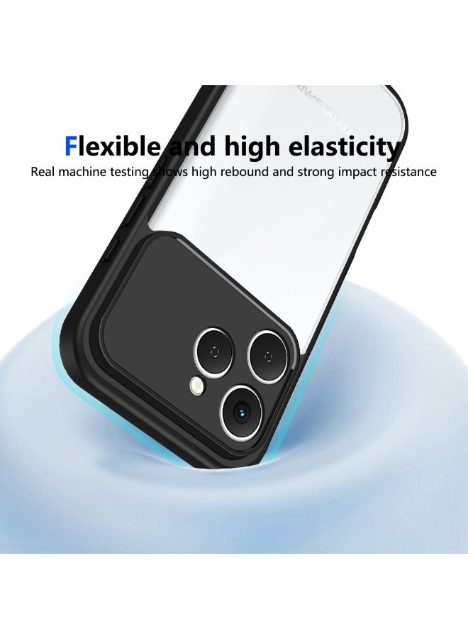 Case For Tecno Spark 40 4G  , -  Protection Rugged Brushed Shockproof Case - Case Slip-Resistant With Ultra Protection For Camera - Black Edges Transparent Back - Image 5