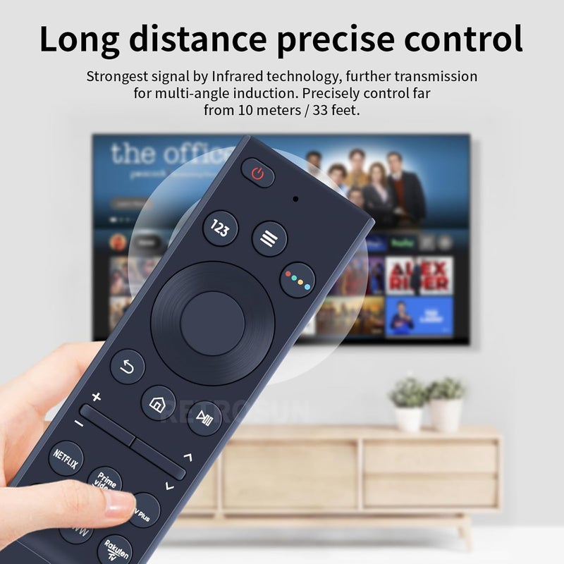 جهاز تحكم عن بعد عالمي متوافق مع جميع تلفزيونات سامسونج LED QLED UHD SUHD HDR LCD Frame Curved Solar HDTV 4K 8K 3D الذكية، مع أزرار لـ Netflix وPrime Video وWWW والمزيد - Image 4