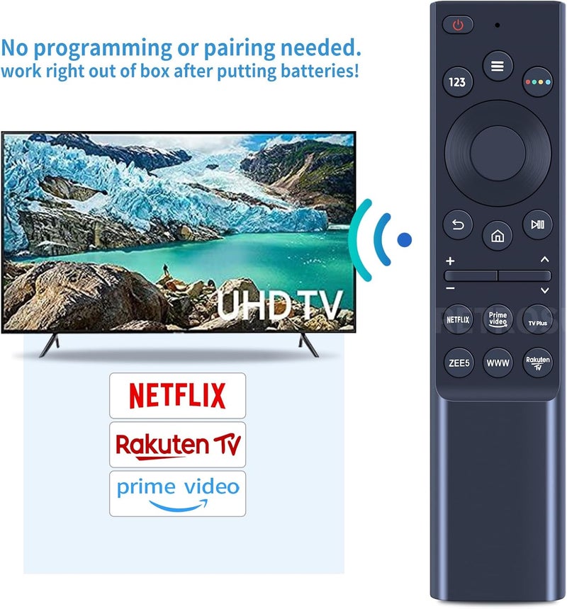 جهاز تحكم عن بعد عالمي متوافق مع جميع تلفزيونات سامسونج LED QLED UHD SUHD HDR LCD Frame Curved Solar HDTV 4K 8K 3D الذكية، مع أزرار لـ Netflix وPrime Video وWWW والمزيد - Image 3