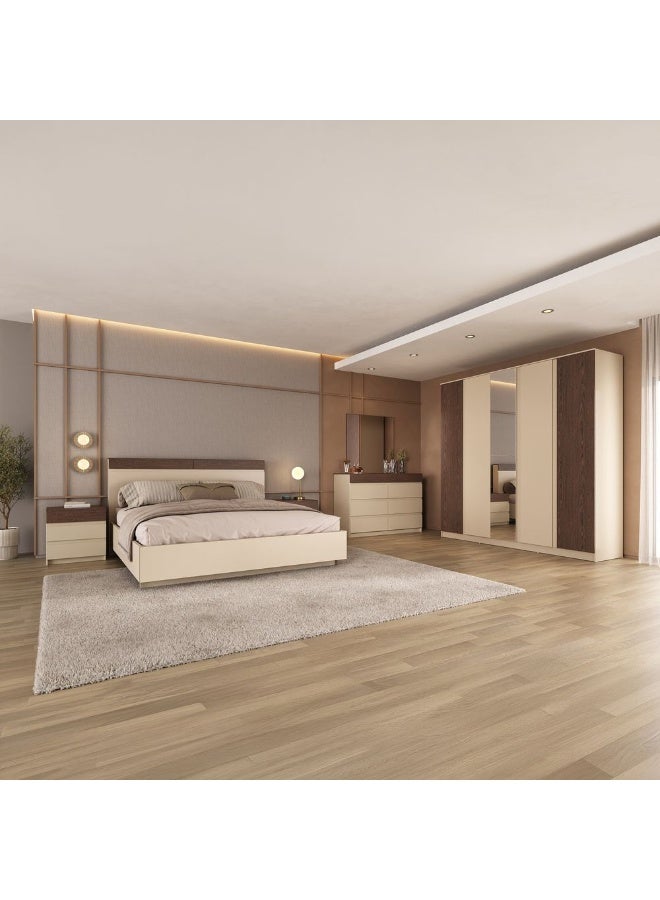 DANUBE HOME سرير ملكي بيلانو 180x200 مع رأس سرير للتخزين - بني فاتح/وينجي - Image 2