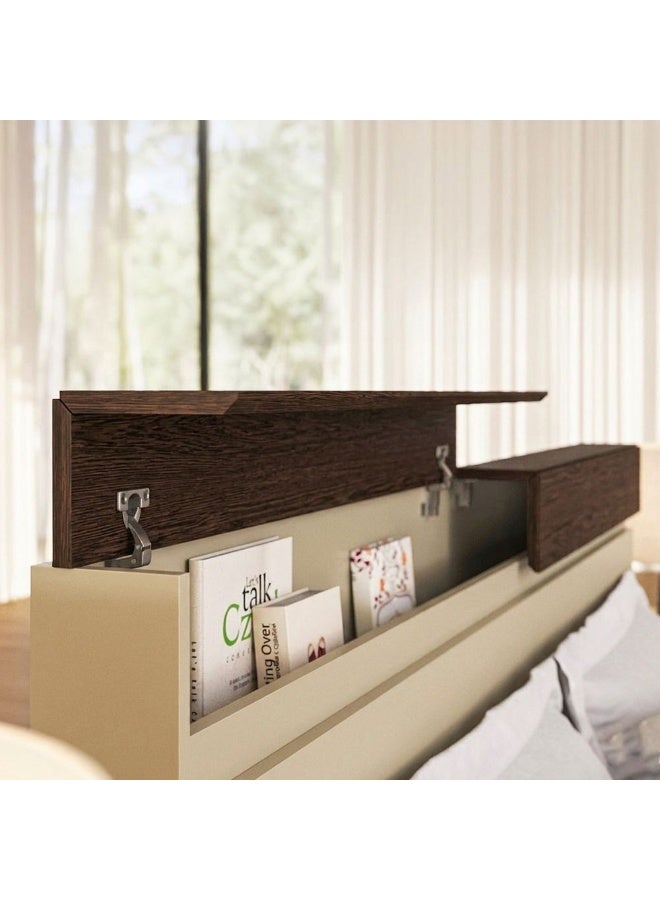DANUBE HOME سرير ملكي بيلانو 180x200 مع رأس سرير للتخزين - بني فاتح/وينجي - Image 4