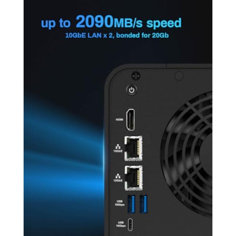 F4-424 Max NAS Storage - 4Bay Core i5 1235U 10-Cores 12-Threads, 8GB DDR5 RAM, Dual 10GbE Ports, Network Attached Storage Peak Performance for Business Diskless - Image 3