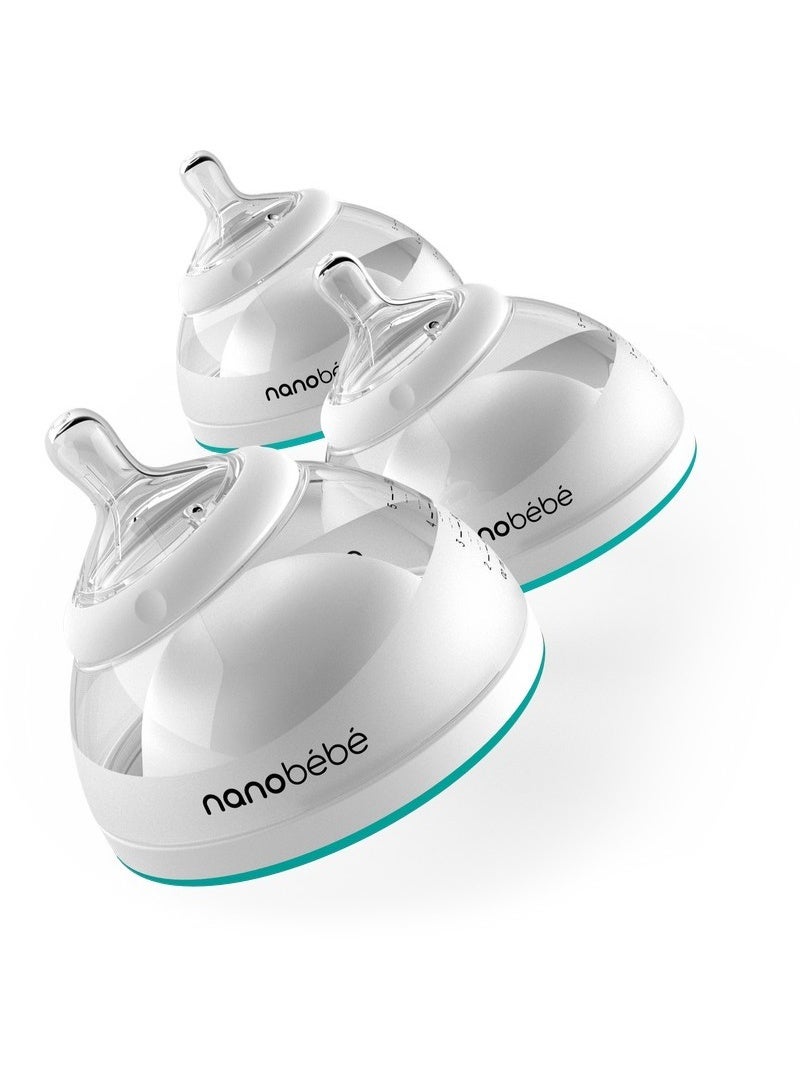 NANOBEBE Breastmilk Baby Bottle 3 Pack, Teal 5oz 150ml - Image 1