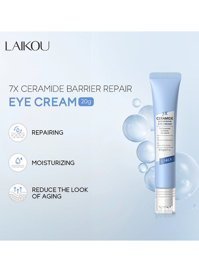 Laikou Ceramide Barrier Repair Eye Cream With Roller 20G, Hydrating Anti Aging, Eye Wrinkle Cream With Massage Head, Dark Circle Eye Cream For Women And Men, Eye Moisturizer For All Skin Type - Image 2
