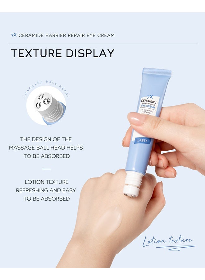 Laikou Ceramide Barrier Repair Eye Cream With Roller 20G, Hydrating Anti Aging, Eye Wrinkle Cream With Massage Head, Dark Circle Eye Cream For Women And Men, Eye Moisturizer For All Skin Type - Image 3