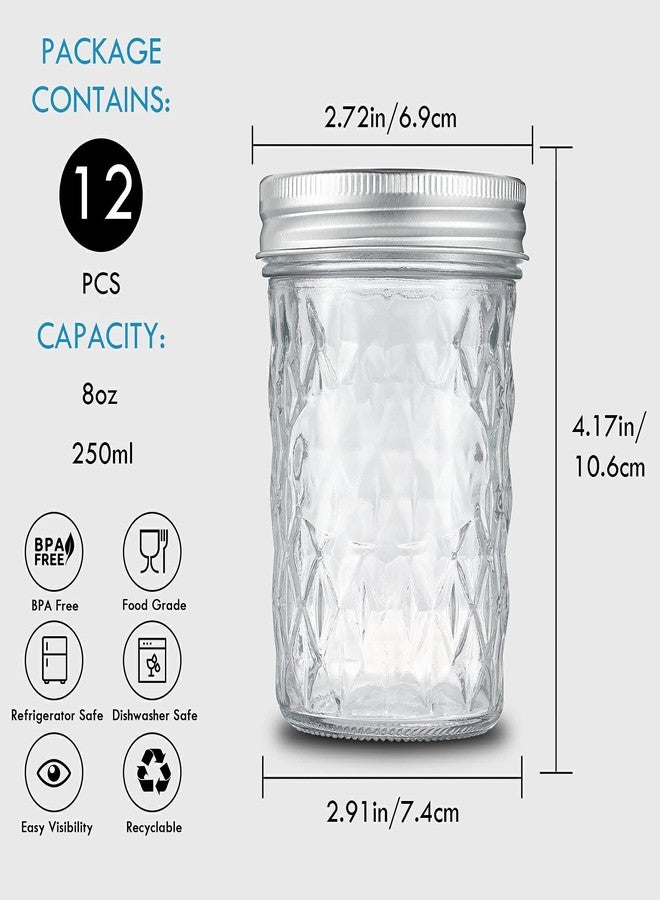 YEBODA 12 Pack Mason Jars 8 oz Glass Jars with Lids and Bands Canning Jars Ideal for Preserving, Jam, Honey, Jelly, Wedding Favors, Shower Favors, Sauces, Yogurt, DIY Spice Jars - Image 3