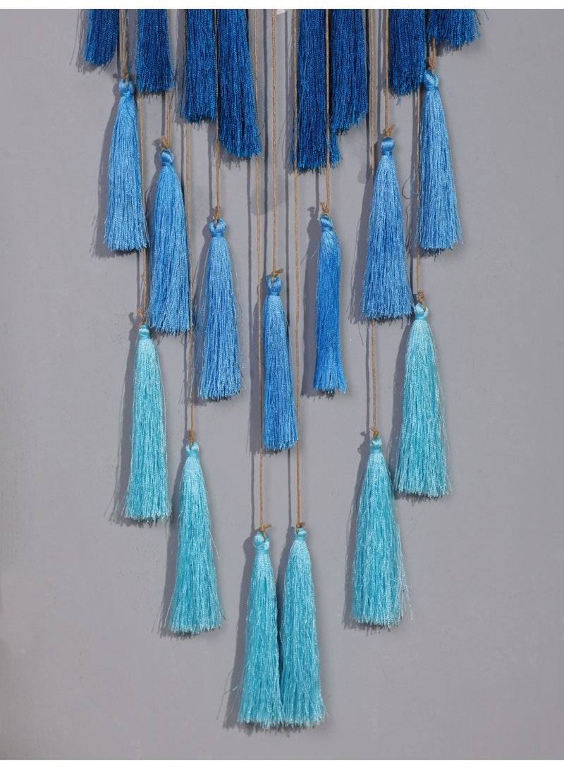 1-Piece Blue Macrame Dreamcatcher Wall Hanging, Handmade Tassel Decor in Gradient Shades, Boho Bedroom & Living Room Ornament - Image 2